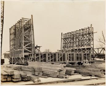 (FLOATING DRY DOCK CONSTRUCTION) Archive with 15 albums, containing 79 photographs documenting the step-by-step construction by The Tul